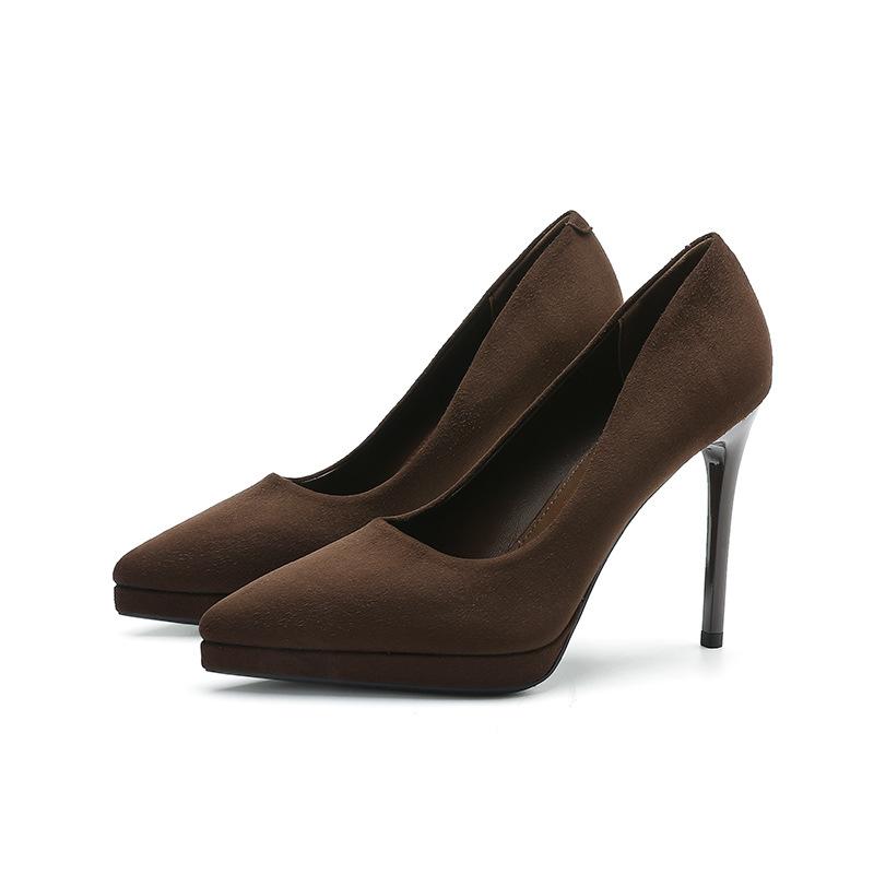 

Заграничные леопардовые замшевые водонепроницаемые туфли на высоком каблуке с острым носком и тонким каблуком, супервысокий каблук igeels 40