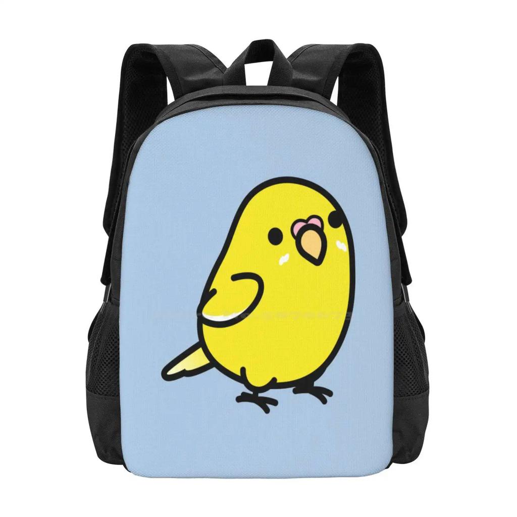 Chubby Yellow Lutino Budgie Parakeet Backpack For Student School Laptop Travel Bag Yellow Budgie Lutino Parakeet Parrot Birds