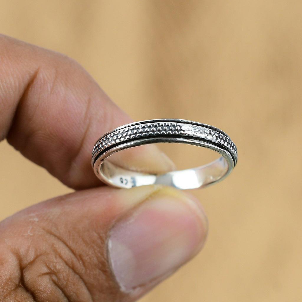 Birthday Gift For Her Natural No Stone Gemstone Spinner Ring Size 10 925 Silver