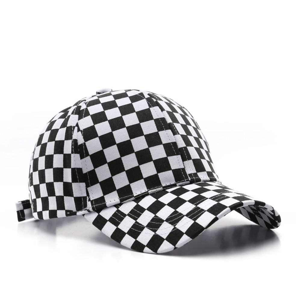 Solid Color Sun Protection Lattice Korean Sun Hat Women Baseball Caps Sports Checker Caps Grid