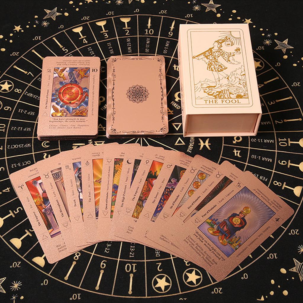 78 Classic Tarot Cards Deck Set with Guide Book Rose Gold Waterproof Tarot Cards for Beginners & Experienced Practitioners