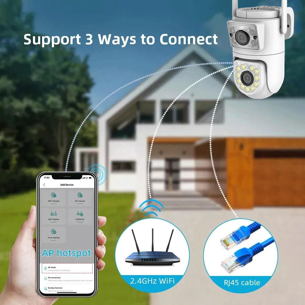 10MP Dual-Lens Wifi Camera Tuya PTZ Outdoor 4K Dual Screen Security Protection IP Cameras Color Night Vision Video Surveillance