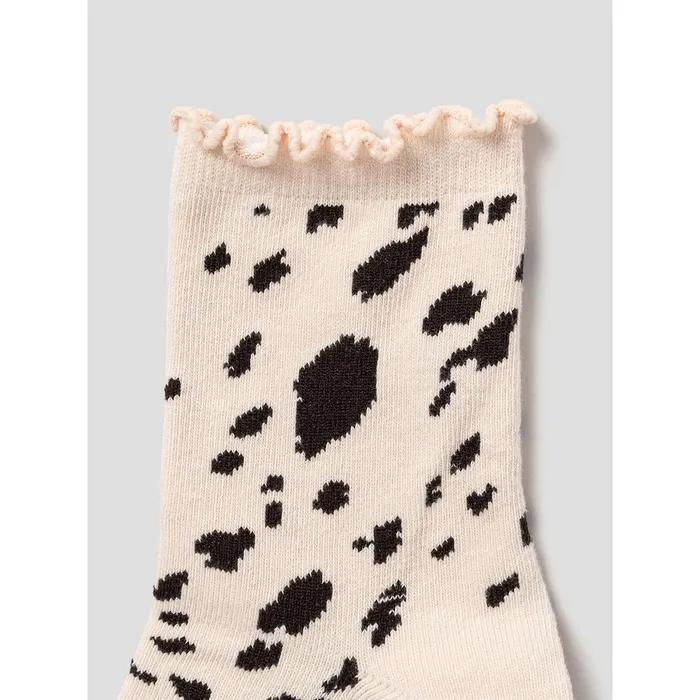 [8 Seconds] Leopard Print Shirred Socks Beige (3567KTAMDA)