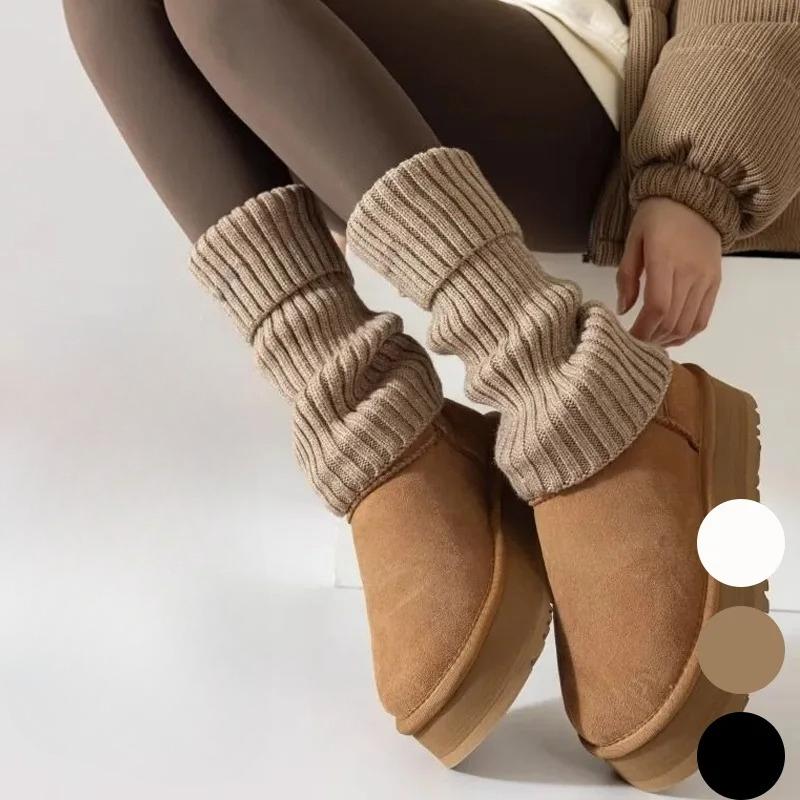 Winter Fashion Boot Socks, Cozy White Slouchy Knit Cuffs to Style Your Snow Boots, Versatile Leg Warmers for Cold Weather