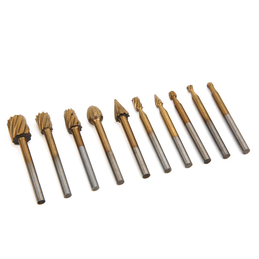 

10 шт. Фрезы ротационные HSS с титановым покрытием для деревообработки, гравировки, аксессуары для электрошлифовальной машины