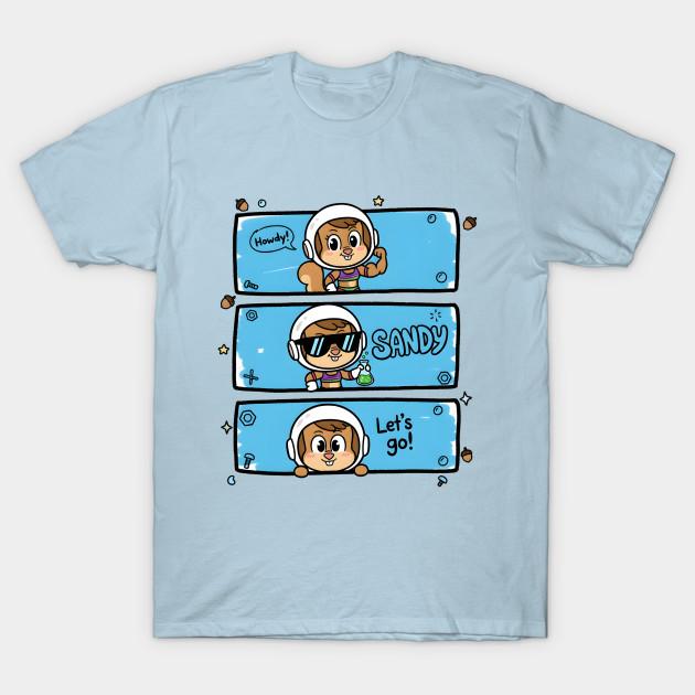 

Men Black Print T-shirt Sandy Cheeks Cute Chibi Panels No-Cut Transfer Paper Print Cotton Tshirt M світло-синій колір