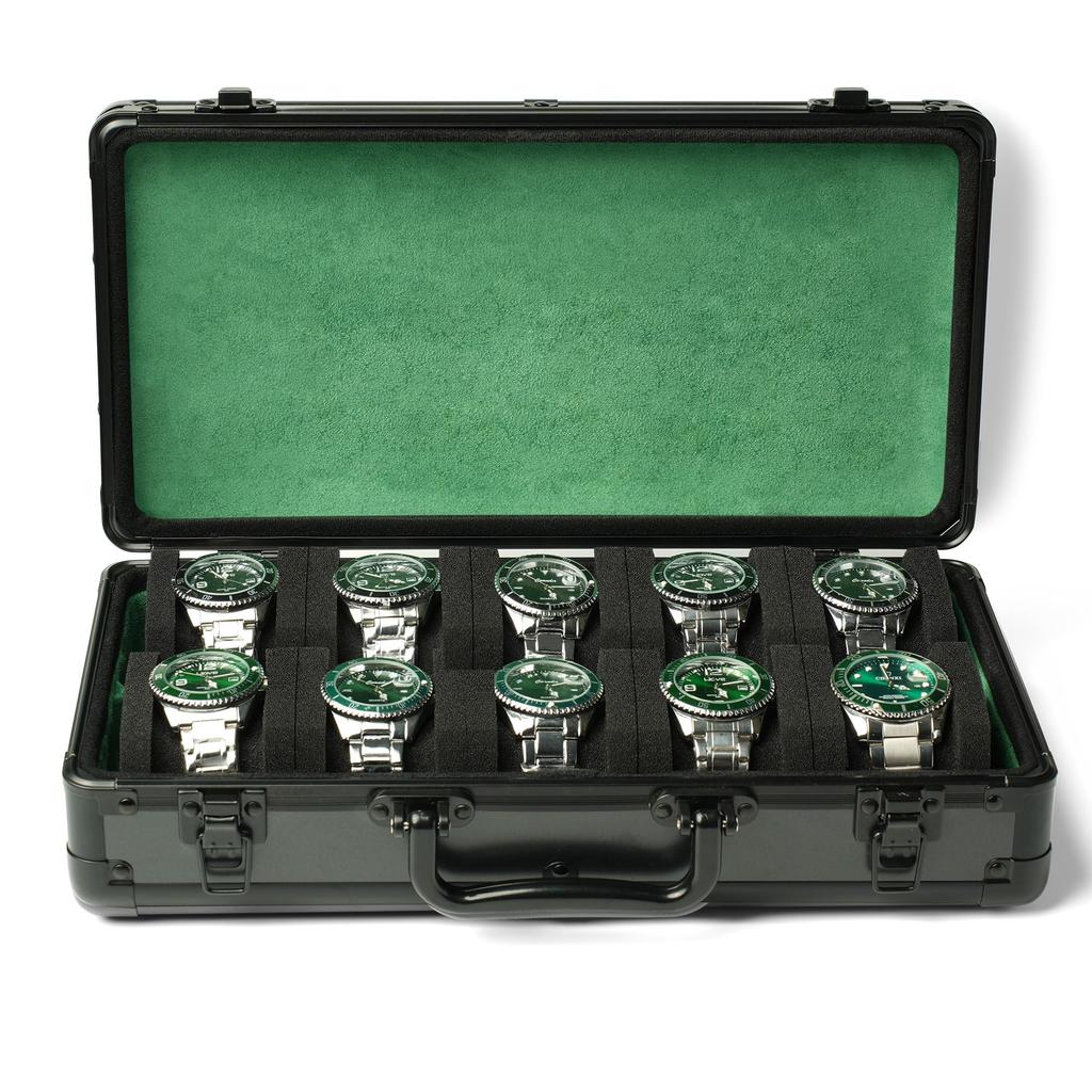 AUKURA Watch Organizer Aluminum Watch Storage Hard Watch Travel Padded Case for Watch Display and 10 Slots Case, Box, Box, Organization,