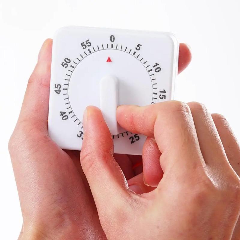 60 Minutes Mechanical Kitchen Timer Square Countdown Alarm Reminder for Cooking Baking Food Preparation Timing Tool