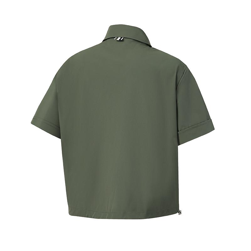 FILA Golf Series Fashion Classic Simple Casual Sports Golf Versatile Comfortable Woven Short Sleeve Shirt Women shirts Moss-Green A11W625704FGN