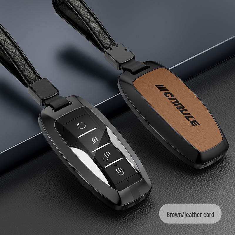 BYD Car Key Case: Metal & Leather for Qin Pro, Song Pro, Tang, Han Models