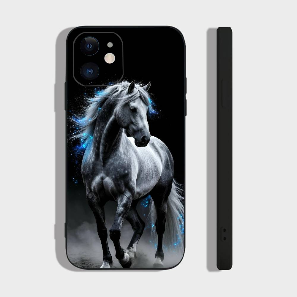 Animal Galloping Horse For IPhone 13,17,11,12,16,14,15,Plus,Pro Max Soft Silicone Black Phone Case