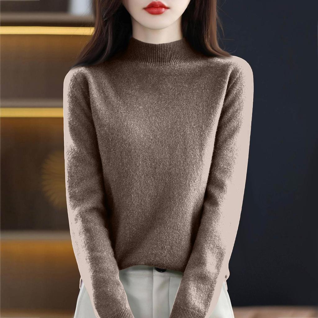 Women's Knit Turtleneck Long-Sleeve Top Casual Comfortable Long-Sleeve Blouse