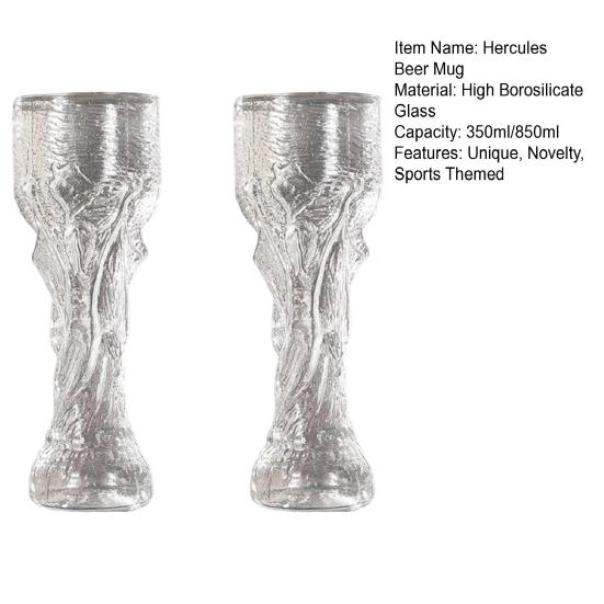 2Pcs Soccer Beer Glass, Large Capacity, Trophy Shaped Pint Mug, Classic Replica Beer Stein for Pub Home Bar Party, Sports Fan Gift