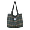 Autumn Ctrast Color Plaid Woolen Shoulder Bags for Women Retro Large Capacity Ladies Tote Bag Casual Travel Female Handbags