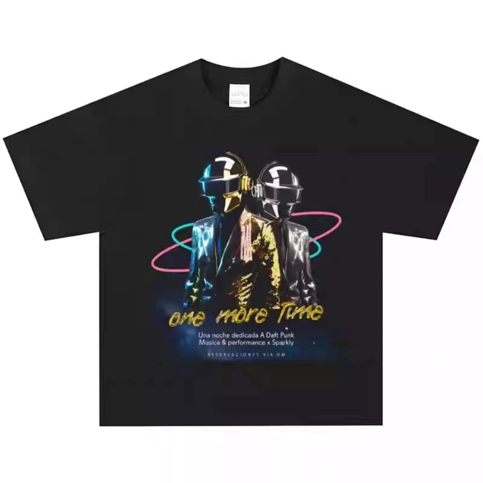 

2025 Daft Punk Band T-shirt Rock American Retro Street Heavyweight Short-sleeved Vintage High-quality Luxury Brand XXXXXL різнокольоровий