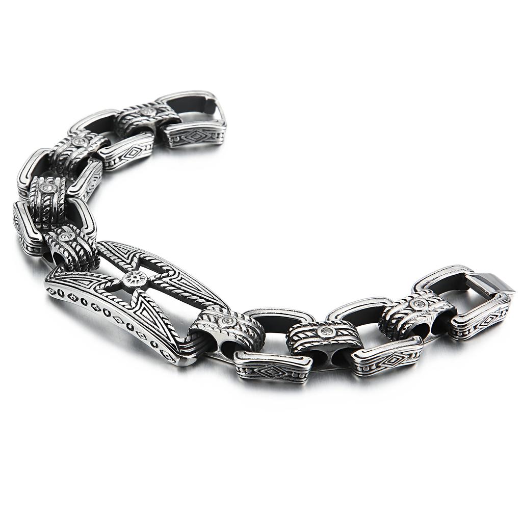 Fongten Vintage Muster Hohl Design Edelstahl Armband für Männer Qualität Romantik Leichtigkeit Modeschmuck Geschenke