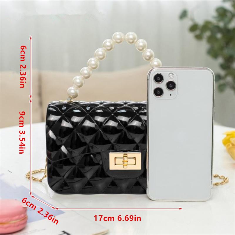 Modische Silikon-Handytasche Jelly Pearl Handtasche Stilvolle Kette Umhängetasche Geeignet für Frauen Täglich, Arbeit, Outdoor, Reisen.