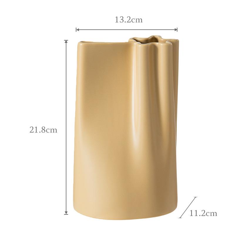 French Cream Ceramic Vase: Frosted Petal Design, Hydroponic & Dry Flower Holder