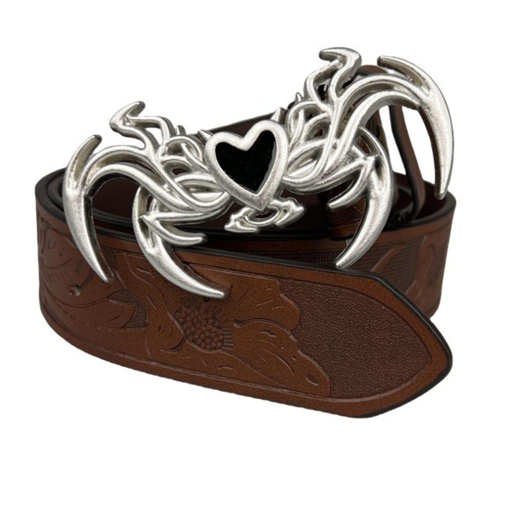 Fashion Belt Women's Love Hollow Belt European and American Retro Metal Decoration