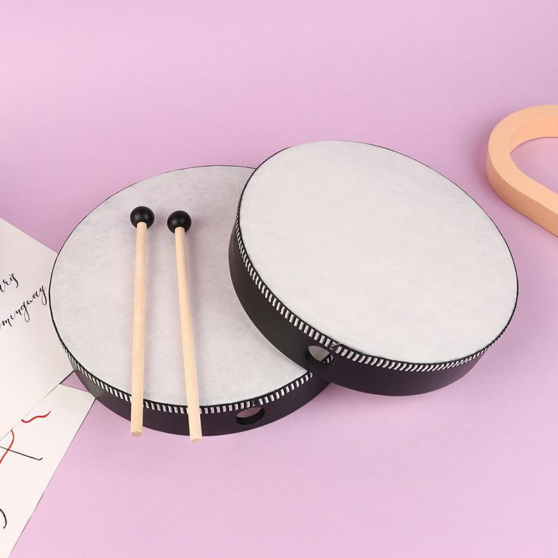 1Pc 4/6/7/8/9/10 Inch Wooden Frame Drums Hand Drum With Drum Stick Set Percussion Instrument For Kids Infant Enlightenment Tools