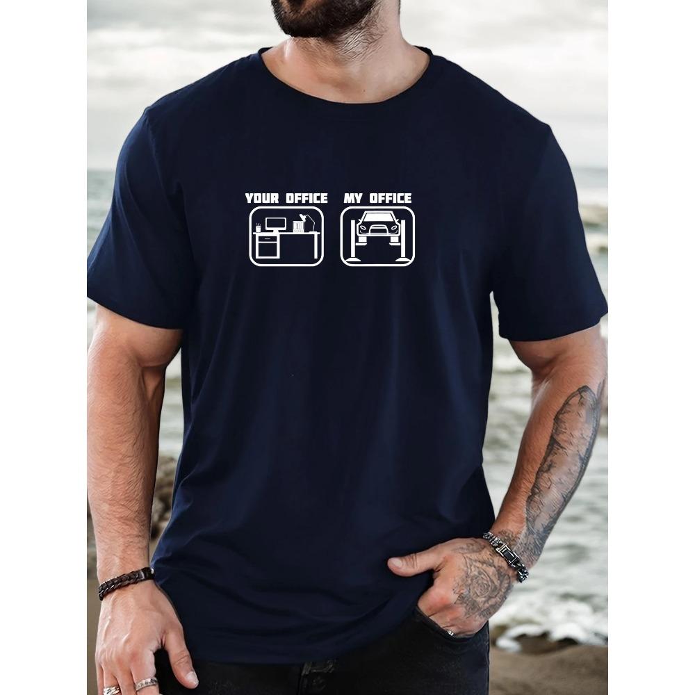 Men's T-Shirt 100% Cotton Summer Casual Soft Creative Letter Print Round Neck Breathable Short Sleeve T-Shirts