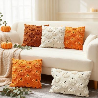 Zipper Closure Pillow Protectors Pumpkin Pattern Halloween Pillowcase  Sofa Decor