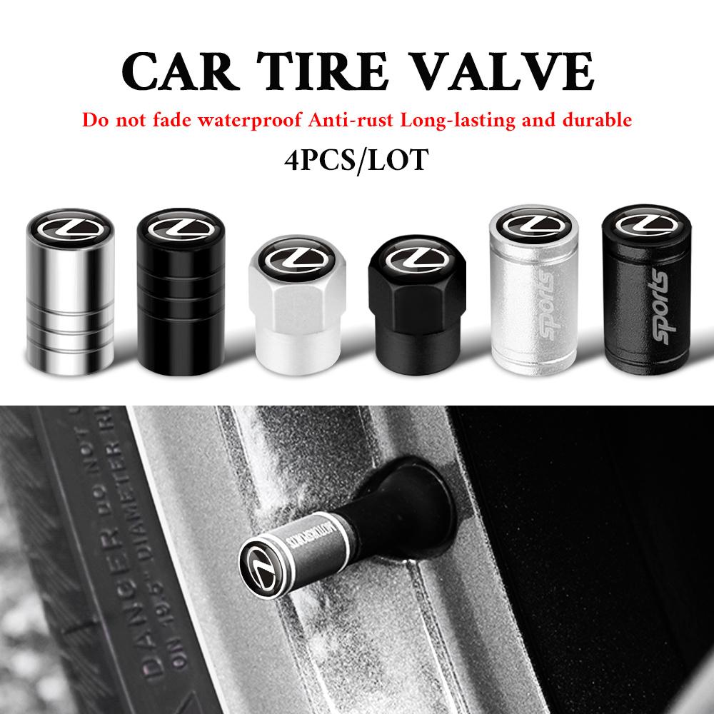 4 Piezas Tapones de Válvula de Neumático de Coche Cubierta de Vástago con Emblema Accesorios Para Lexus LS LC IS350 ES300h ES300 IS250 IS220d NX350h RX GS350 CT200h LX