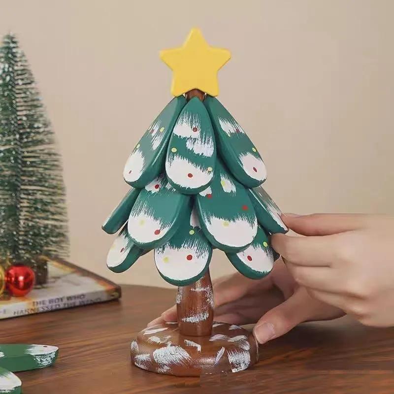 Christmas Tree Insulation Mat, A Tree Coaster, Creative Solid Wood Dining Table Decoration, High-end and Heat-resistant Placemat 3 pieces with base