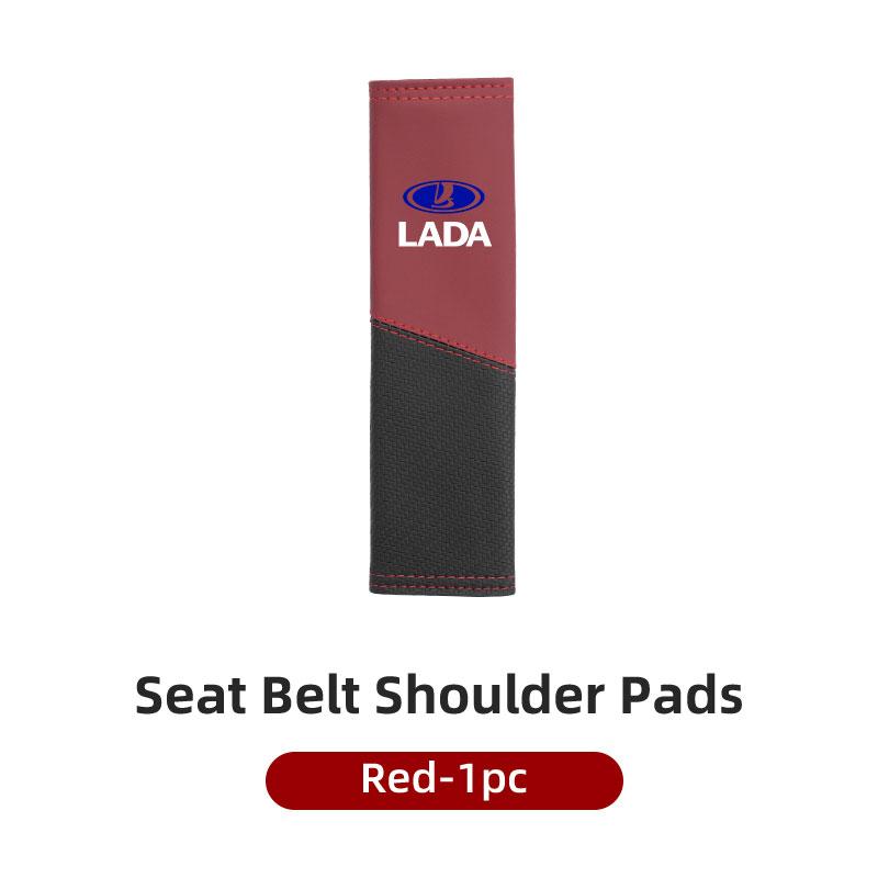 For Lada 2pcs Leather Splicing Car Seat Belt Pad Interior Accessories Niva Vesta 4X4 Samara Kalina Largus Priora Granta