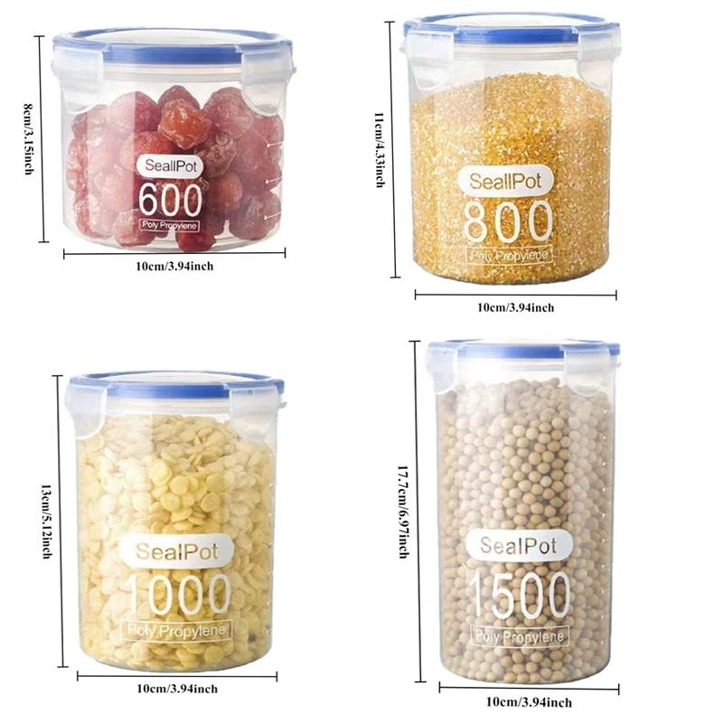 Sealed Kitchen Food Storage Canisters Transparent Large Capacity Grain Fresh Preservation Box Moisture-proof Storage Boxseal Pot
