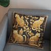 2D Golden Cats With Vine And Flowers Pillow Cover Pattern Cushion Cover Suitable For Sofa Bedroom Car Pillow Cover