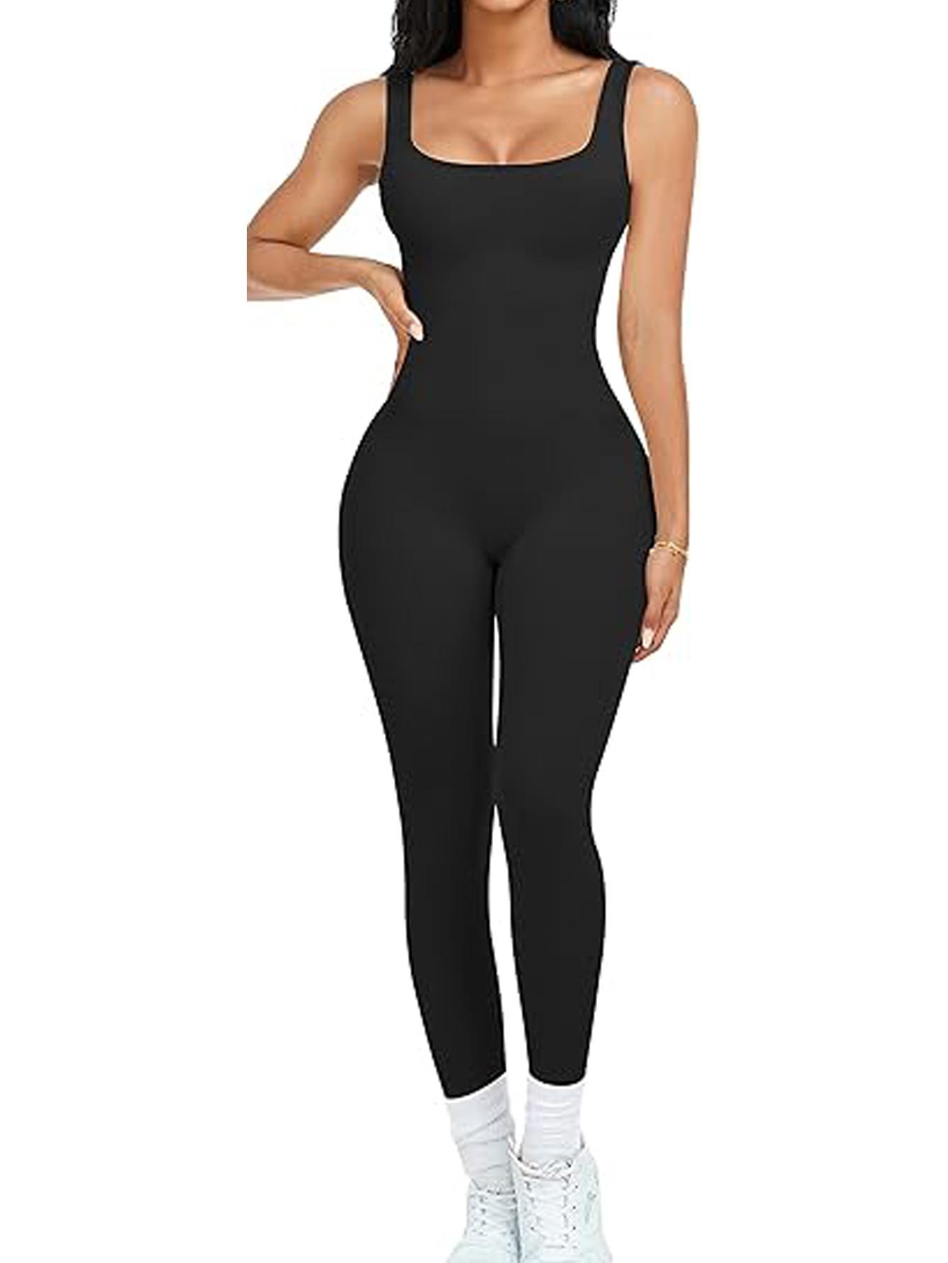 Europäischer & Amerikanischer Nahtloser Plus-Size Einteiler Yoga-Anzug für Damen - Schlankmachend, Bauchkontrolle, Lauf- & Sport-Fitnessbekleidung Small schwarz