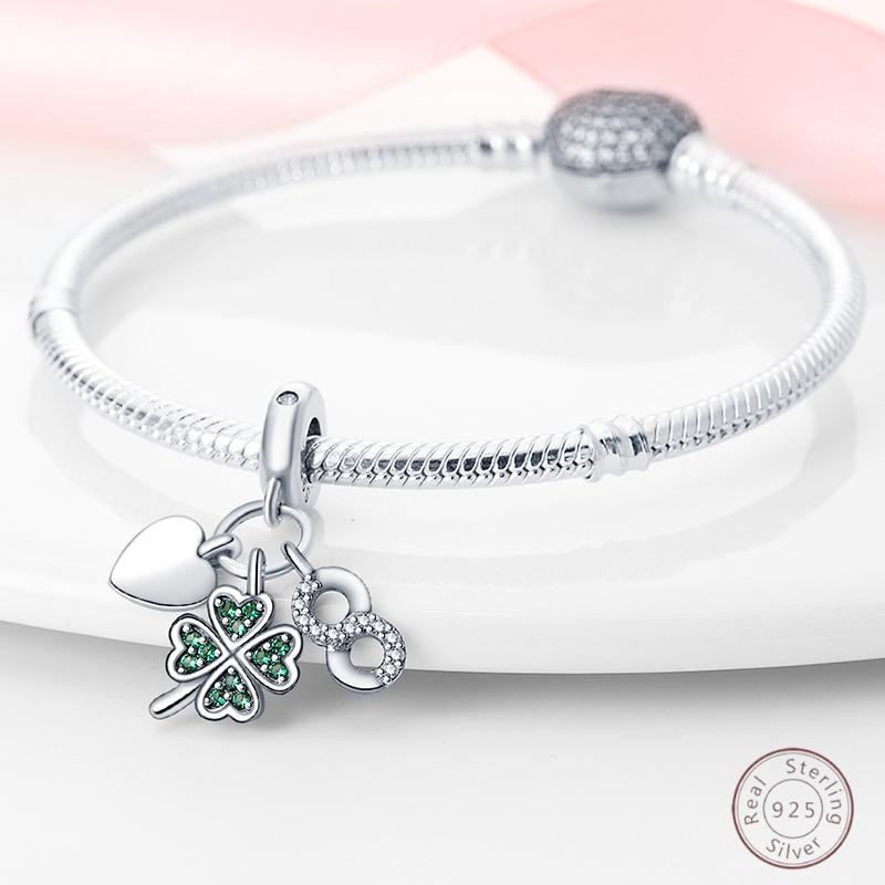 100% Copper Four Leaf Clover Sparkling Zirconia Charm Beads 3Mm Diy Holiday Exquisite Jewelry Gift Making