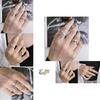 Unique Irregular Textured Zirconia Stone Ring For Women Fashionable Adjustable Open Band