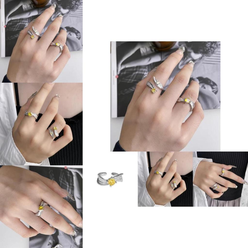 Unique Irregular Textured Zirconia Stone Ring For Women Fashionable Adjustable Open Band