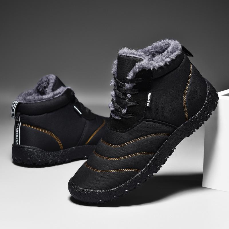 Winter Übergröße Herren Mid-Top Warme Schneestiefel Verdickt und Gepolstert Lässige Herrenschuhe