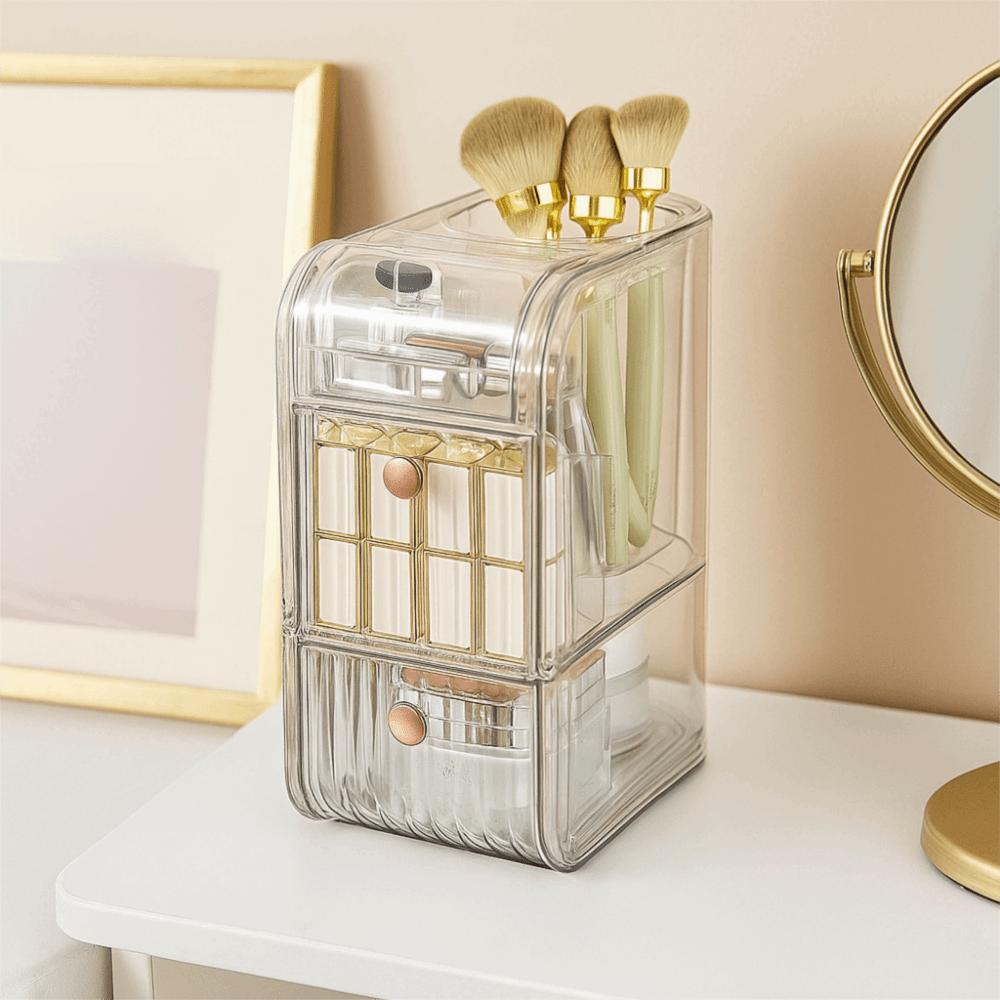 Plastic Cosmetic Storage Box Space Saving Makeup Storage Container Stationery Storage Box  Desktop