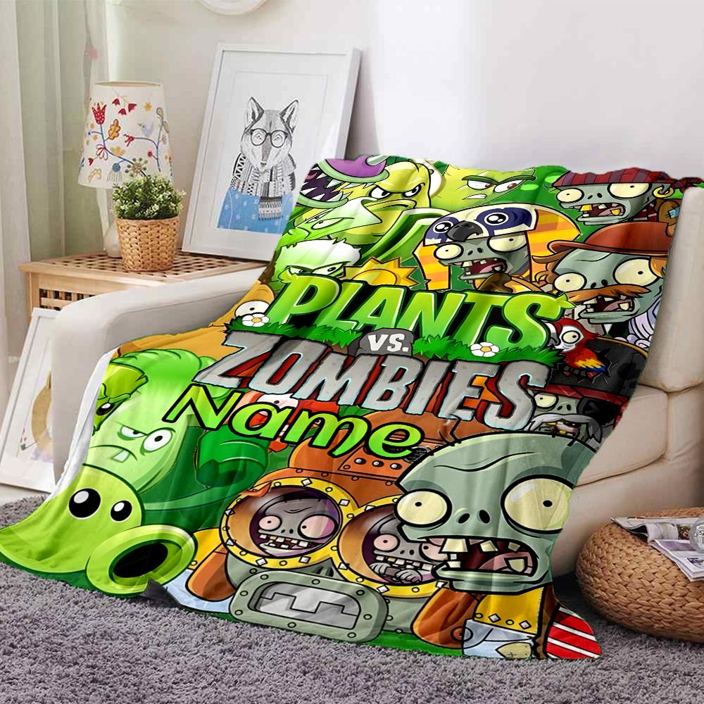 Customiz Name Personality Plants Vs. Zombies Blanket Soft &Warm Sofa Office Bed Travel Lunch Break Blanket, Gift Suitable All Seasons