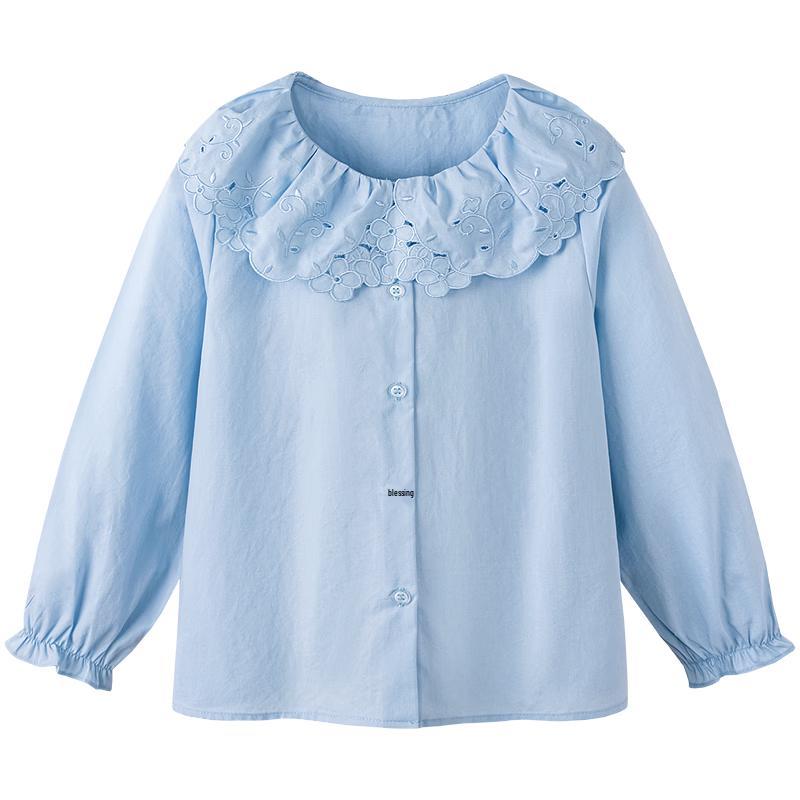Minibala Girls' Pure Cotton Lapel Shirt