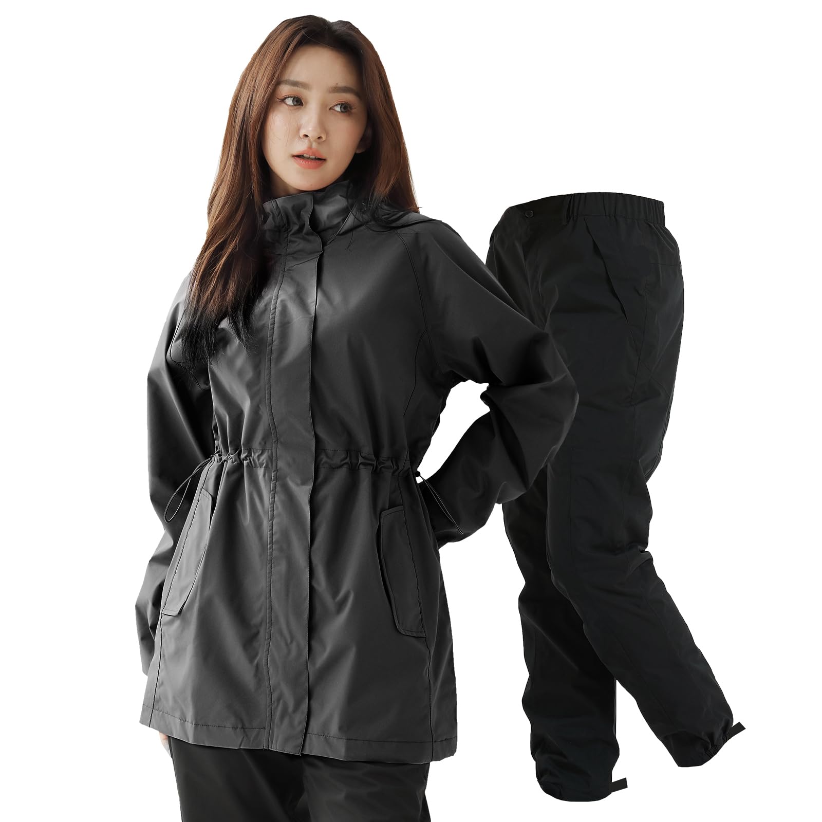 

Rain Top and Bottom Golf Golf Mountain Typhoon Protection [Arasiyama] Women s Rainwear, Suit, Set, [Water-Repellent, Stretchable, Lightweight, чорний