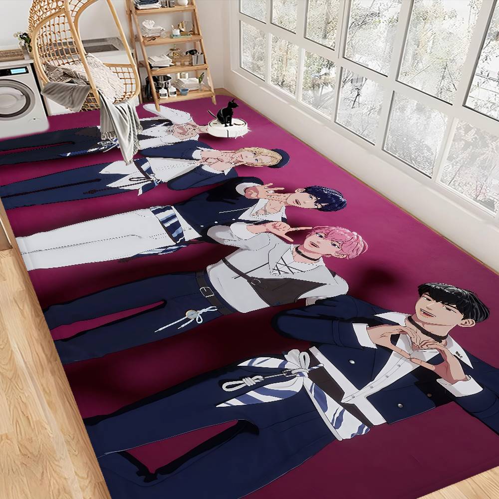 Kpop P-PLAVE Long Rugs Cheaper Anti-slip Modern Living Room Balcony Printed Bedside Area Rugs