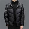 Down Jacket Genuine Leather Jacket Men's Casual Hooded Winter Short Duck Down Thickened Middle-aged Men's Down Jacket Jacket