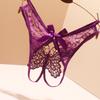 Women's Sexy Lace Bow Thong: Removable Flirting See-Through T-Pants