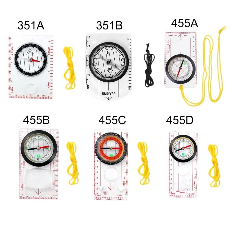 Orientation Compasses, Hiking Navigation Map Scale Ruler Compasses, Multifunctional Magnifier Compasses for Map Reading