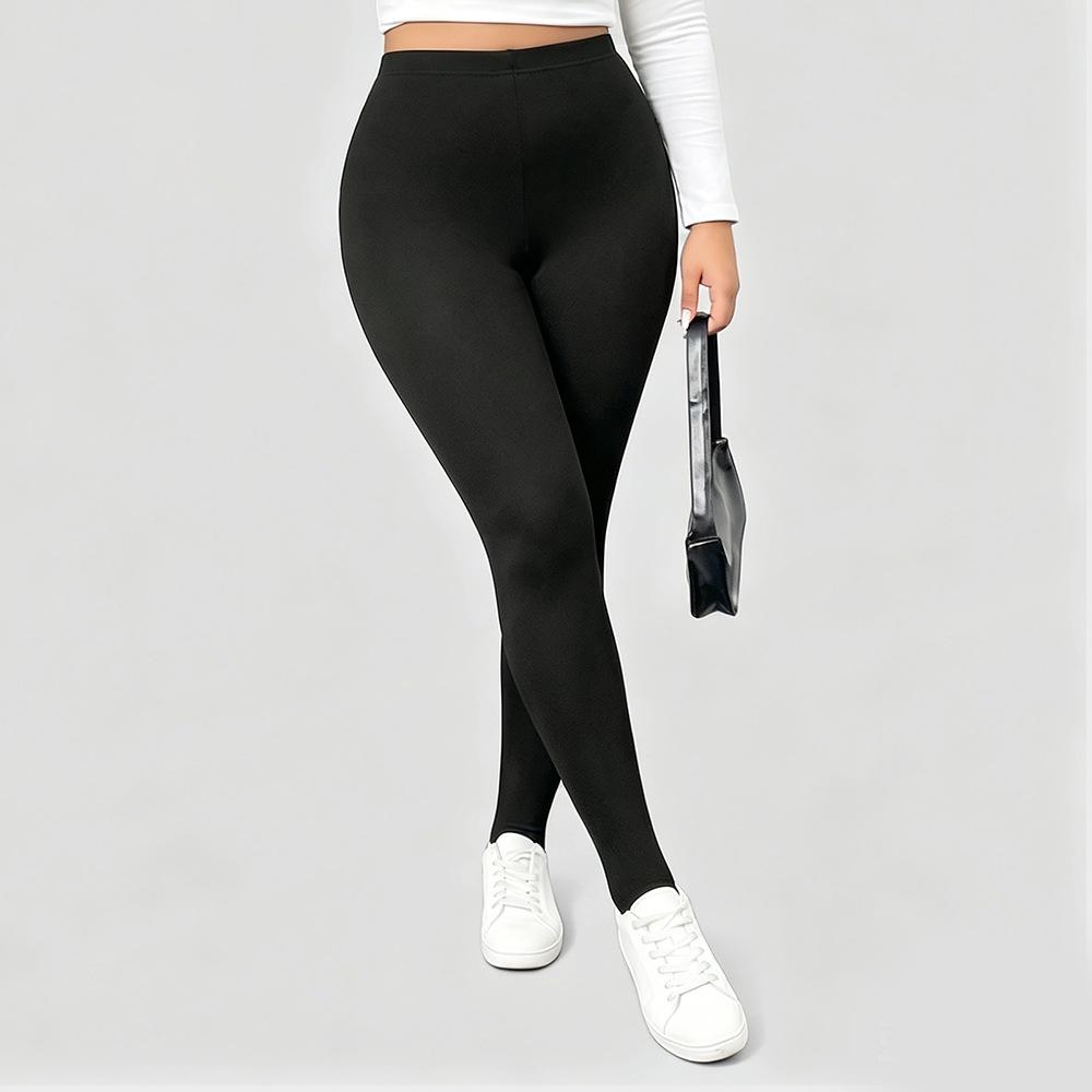 Damen Hohe Taille Schlanke Passform Einfarbige Volle Länge Übergröße Leggings Hohe Elastizität Po-Lifting Yoga Workout Lässige Lange Hosen