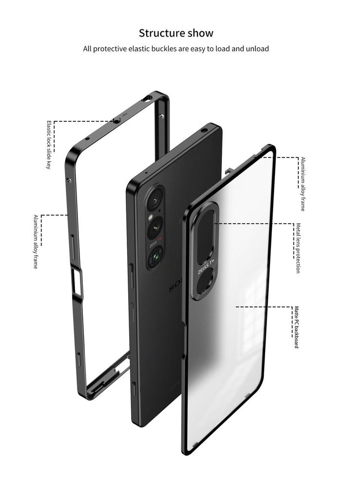 Single-Sided Metal Phone Case with Spring Buckle for Sony Xperia 1VII/1V/6th/4th Gen