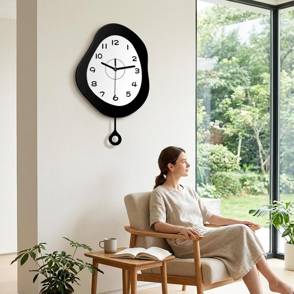 Wall Clock Hanging Easy Read Silent with Pendulum for Office Home Bedroom