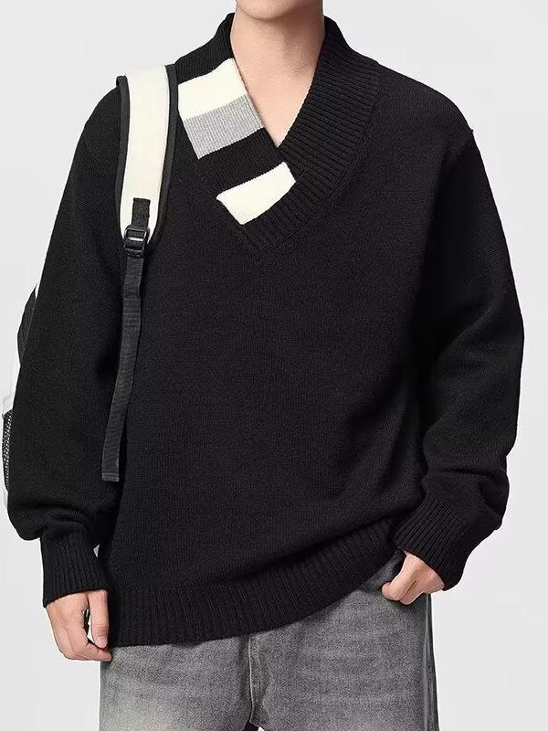 Unisex Designer V-Neck Knit Sweater - Trendy, Cool, and Stylish for Teens and Students