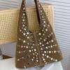 European American Fashion Tote Bags Stylish Shoulder Bags With Studs Dots New Suede Handbags Versatile Solid Color Commuter Bags