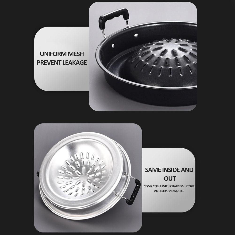 All-In-One Hot Pot And Grill Reusable Fish Grill Basket Sturdy Wearresistant BBQ Grill Pan For Use Multi-Function Grilling Tray